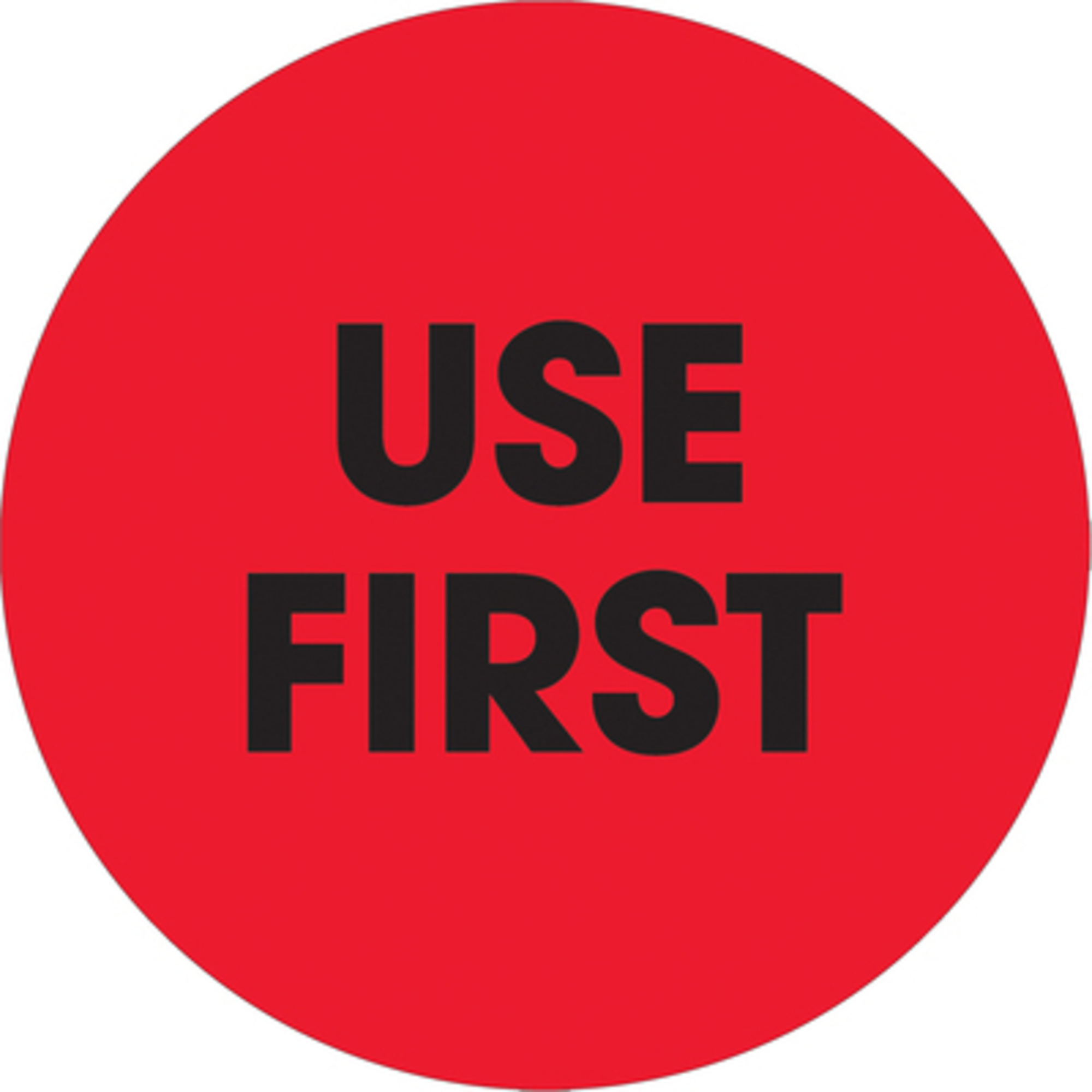 Stock Packaging Use First Fluorescent Red Label — 2in. Circle, 500 Pcs, Model# DL1250